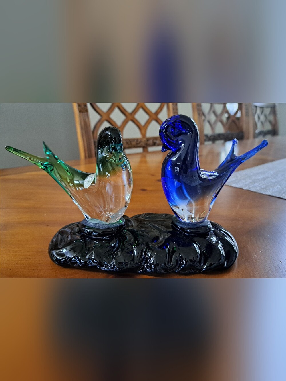 Vintage Murano Hand-blown Glass Love Birds Sculpture